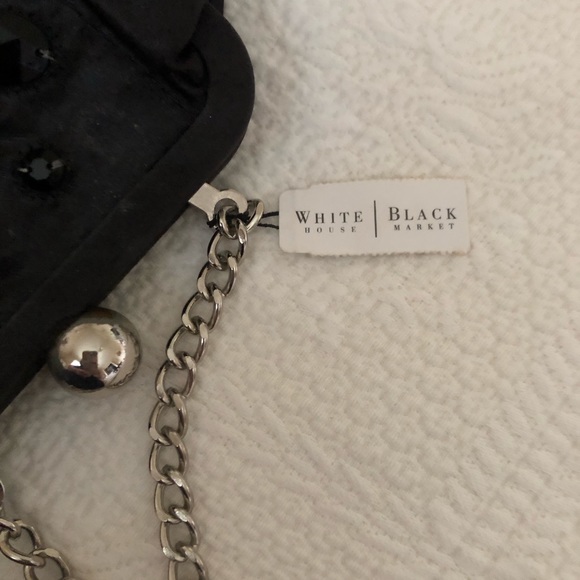 White House Black Market Black Satin Evening Bag - Picture 4 of 6